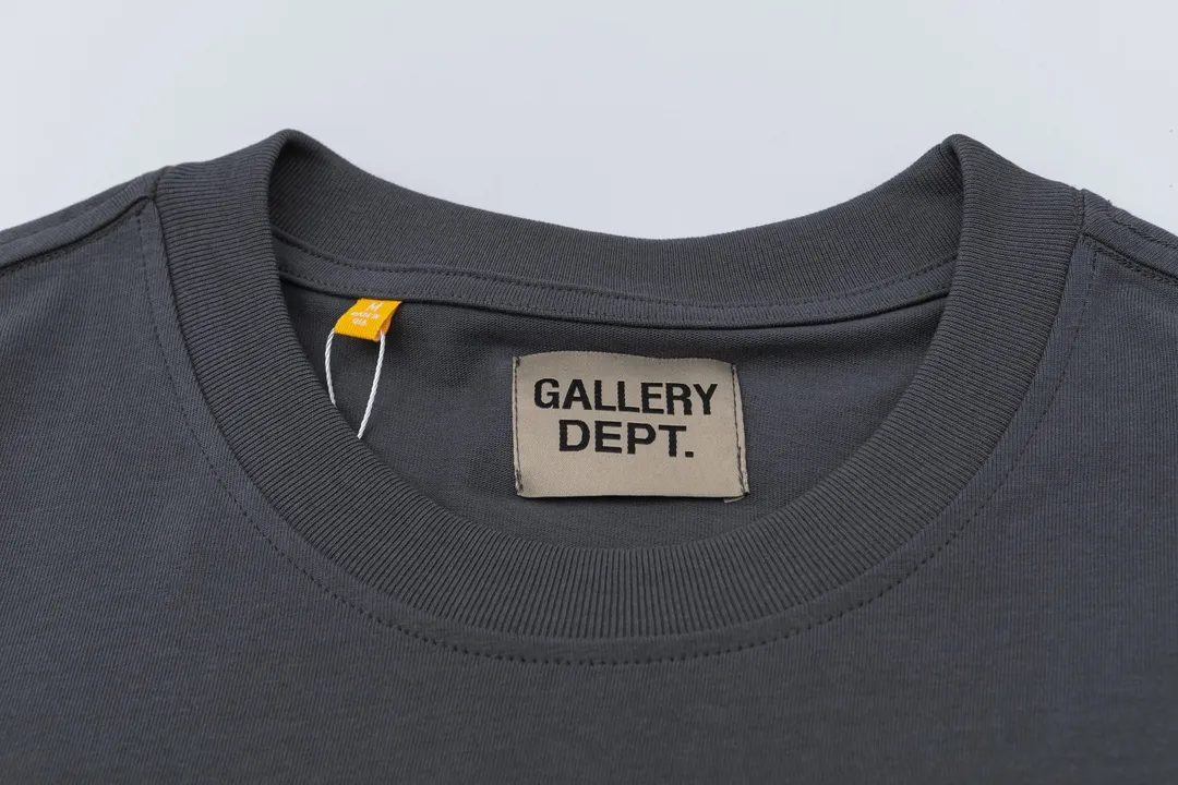 Model D126 Gallery dept European and American trendy brand washed printed T-shirt, same style for men and women, after washing and shaping, it does not change shape and does not pill, green, iron gray, S to XL, P106